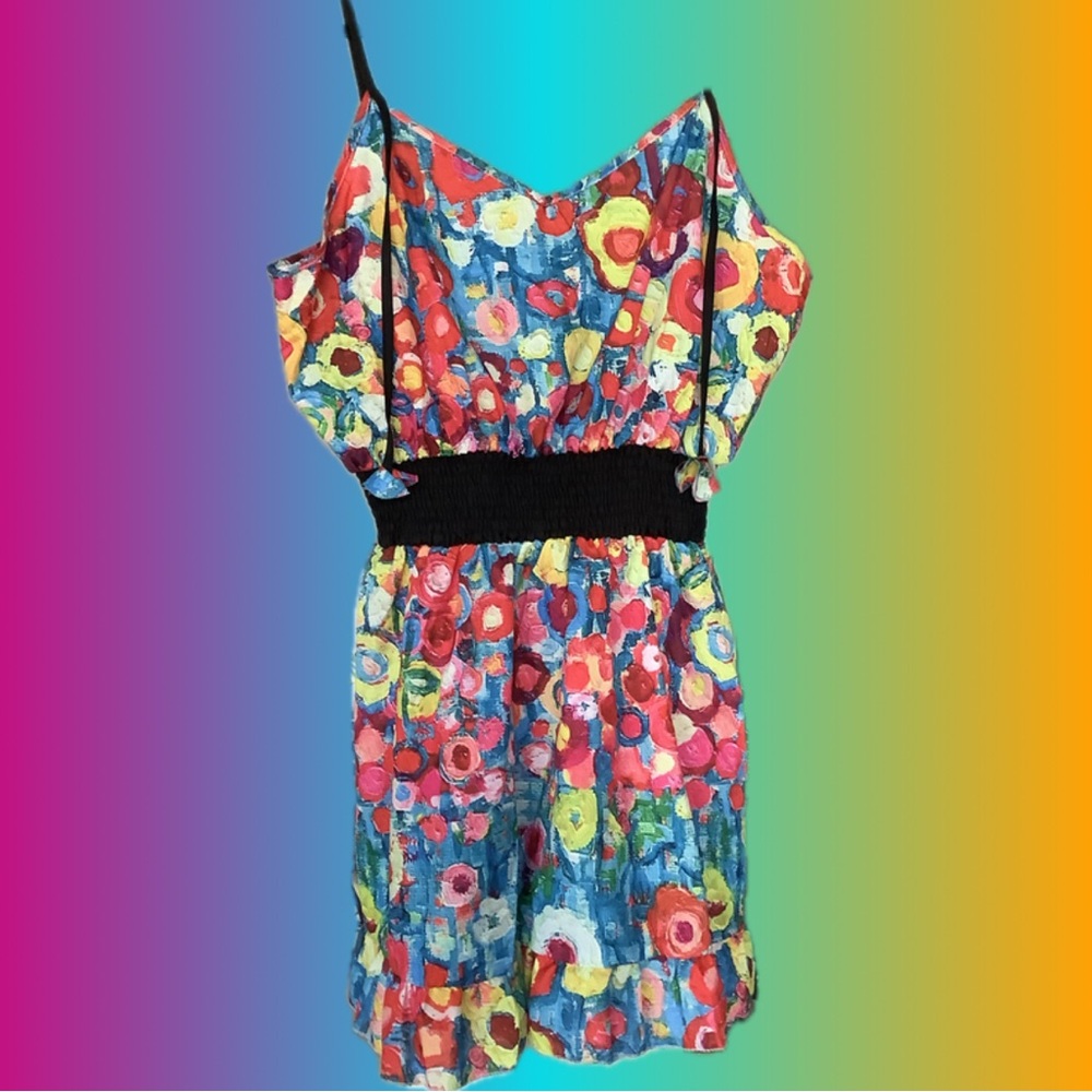 Colorful Abstract Floral Smocked Dress